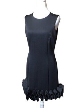 Donna Ricco Black Sleeveless Lined Ruffle Hem Cocktail Party Mini Dress Size 6